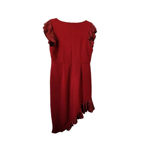 Grace Karin Crimson Red Sequin Valentine's Dress Large Asymmetrical Hem Party - Picture 3 of 8